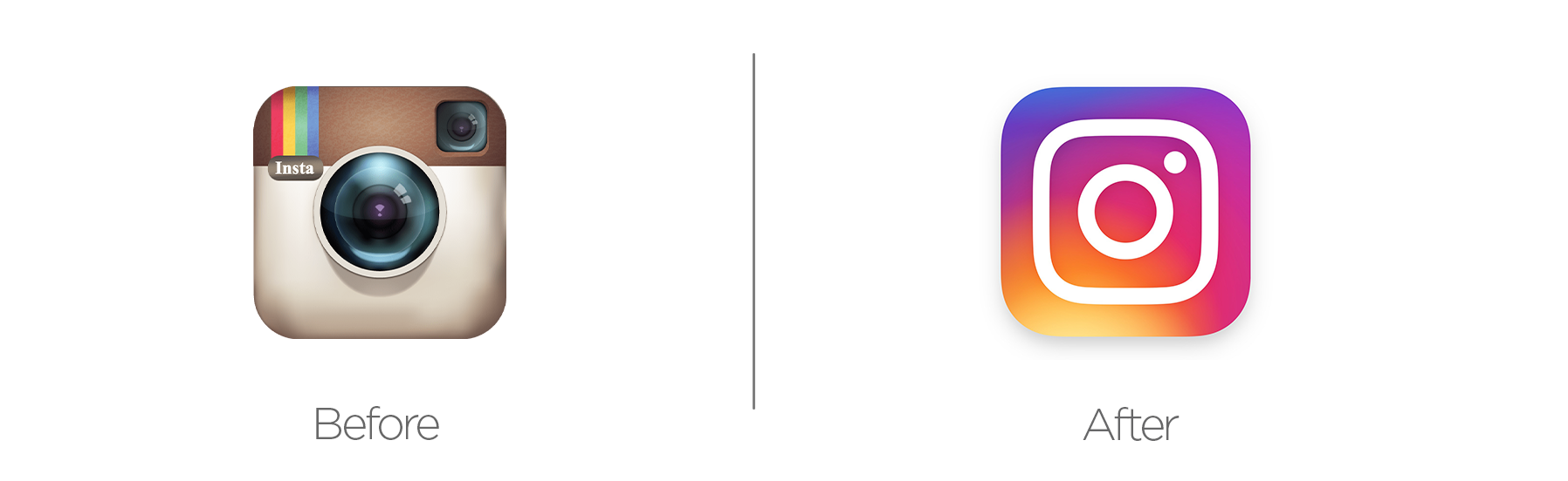 Instagram rebrand before and after