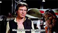 Han Solo saying "May the Force be with you" giphy