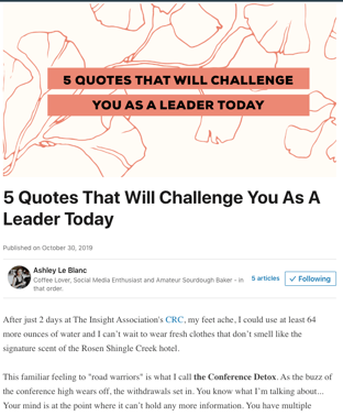Ashley's Article: 5 Quotes that will Challenge You as A Leader Today